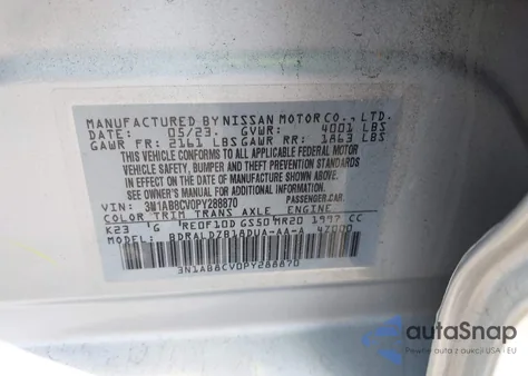 2023 Nissan Sentra Sv Xtronic Cvt из США, поврежденный, VIN 3N1AB8CV0PY288870